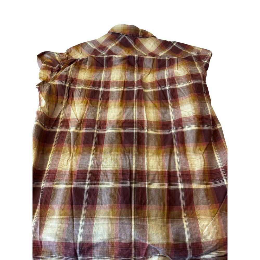 XL Carhartt Long Sleeve Snap Button Up Shirt Plaid Brown Western Work - Picture 3 of 9